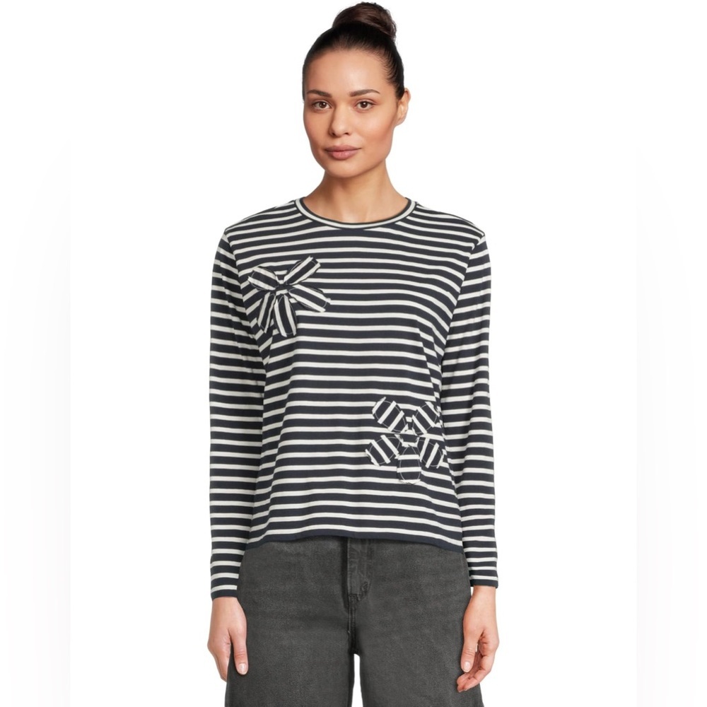 Elliott Lauren Blooming Petals Provence Stripe Top-Navy/White